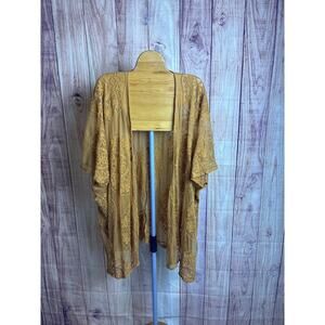 Lace Embroidered Duster Tunic Length Golden Brown One Size